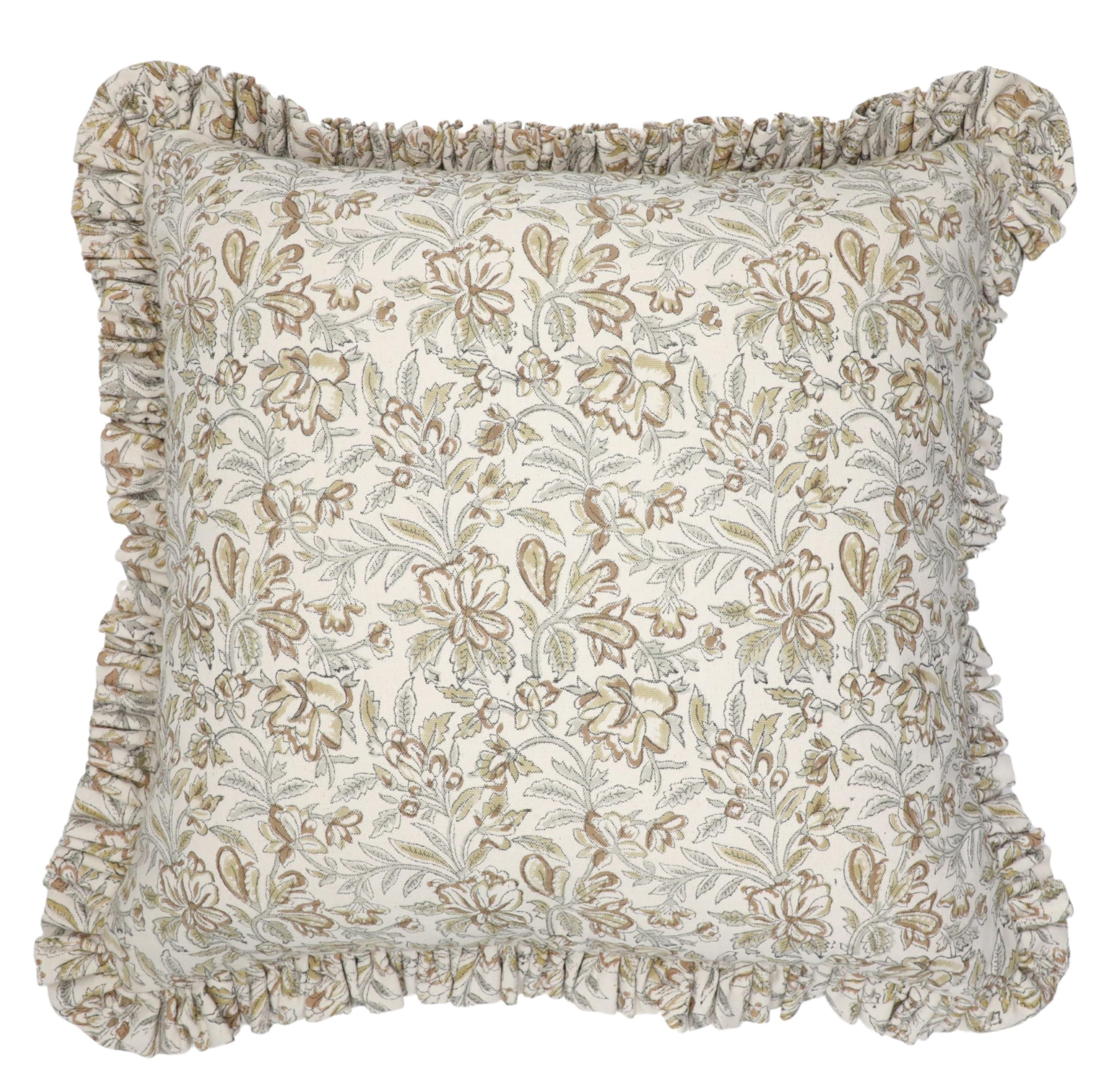 Both Side Floral Print 14X20 Duck Canvas Soft Fluffy Ruffle Striped Edge Flounces Trim, Cotton Th... | Amazon (US)