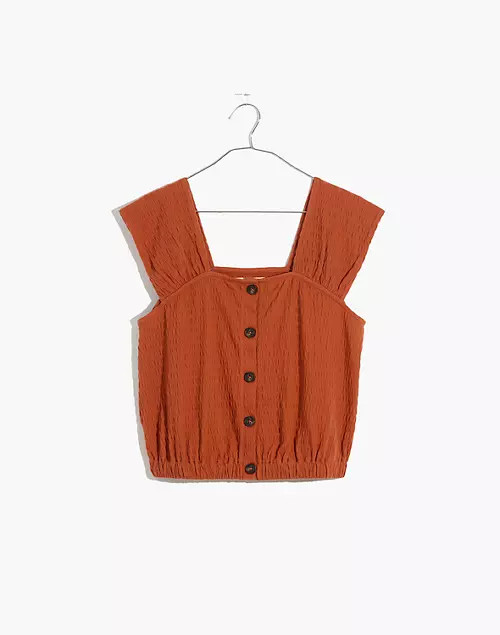Crinkle-Knit Button-Front Top | Madewell