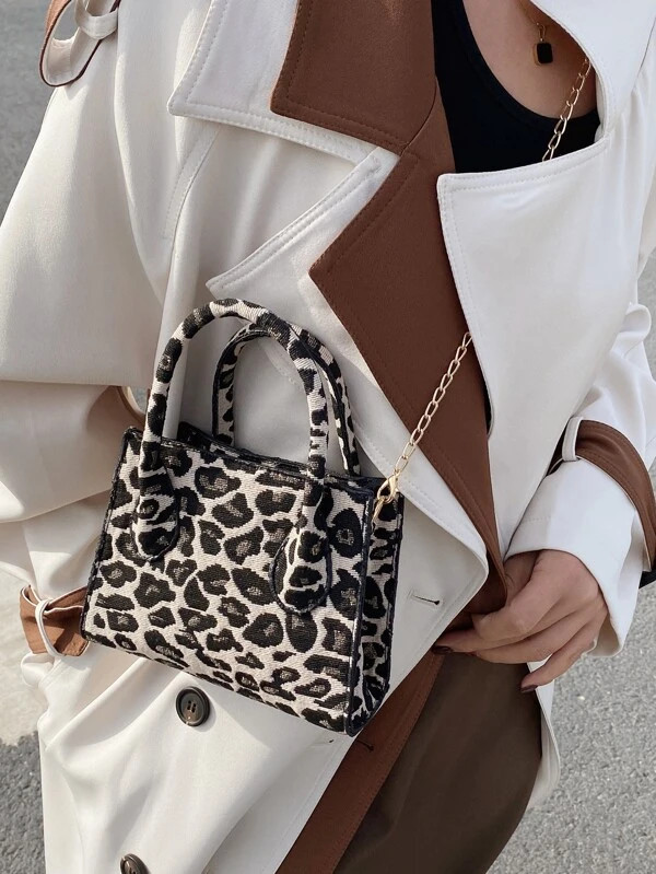 Mini Allover Leopard Pattern Satchel Bag | SHEIN