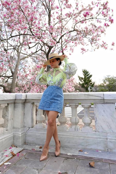 Vacation Outfit 🌸 Shop thenuriarose style inspiration ! Showcasing this beautiful top from @karenmillen and Patel & Pup Denim Skirt ( part of a set ) perfect Spring and Summer Outfit 

#LTKSeasonal #LTKstyletip #LTKsalealert