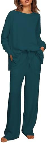 ETCYY NEW Lounge Sets for Women 2 Piece Outfits with Side Split Sweatshirt Tops and Wide Leg Swea... | Amazon (US)