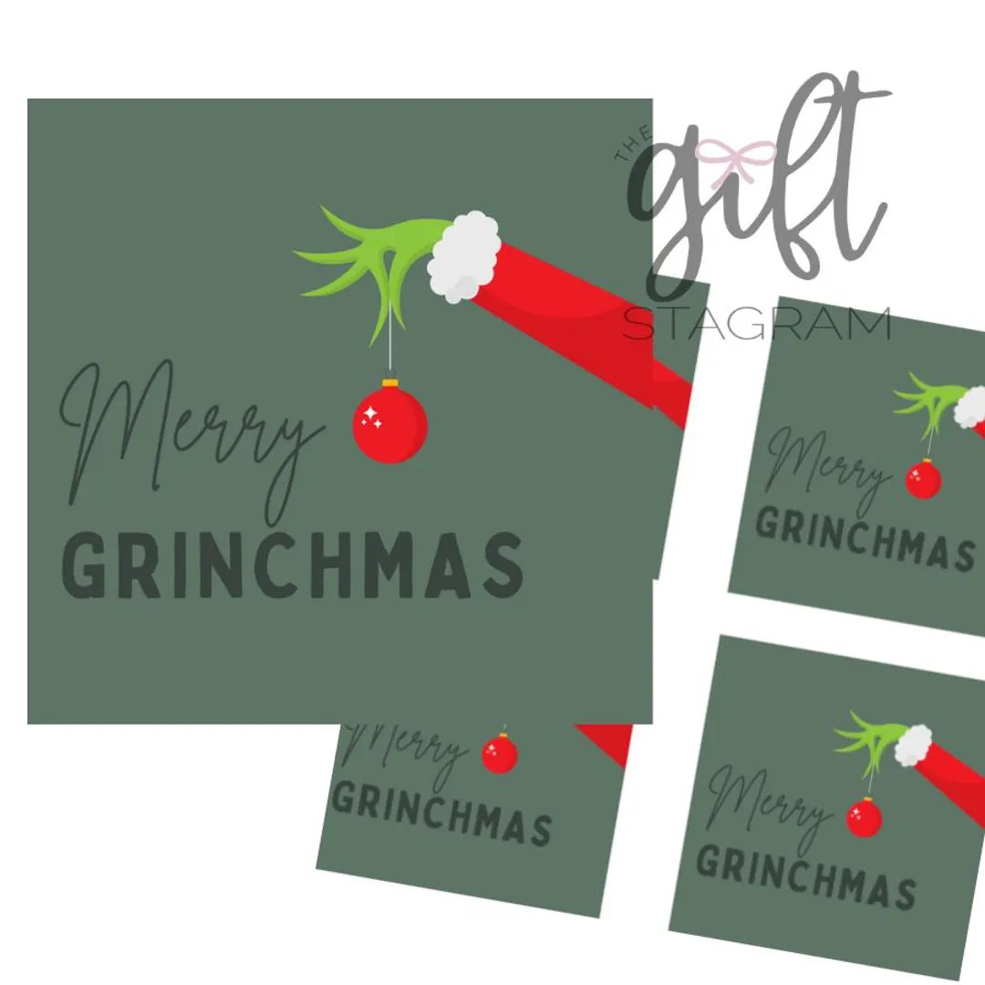 Merry Grinchmas Gift Tag DIGITAL DOWNLOAD Christmas Gift Tags Christmas Gift Idea Grinchmas Gift ... | Etsy (US)