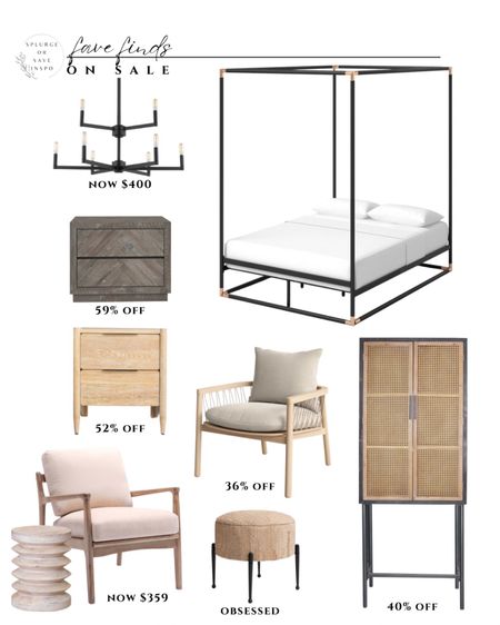 Modern canopy bed black. Modern nightstand white oak. Gray nightstand rustic. Comfy accent chair neutral. Tall cabinet modern. Rattan armoire modern. Vintage Foot stool. Black chandelier modern. Two tiered chandelier. 

#LTKsalealert #LTKFind #LTKhome