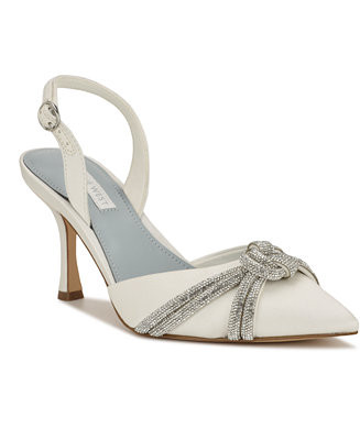 Women's Deby Bridal Satin Embellished Slingback Pumps | Macy's