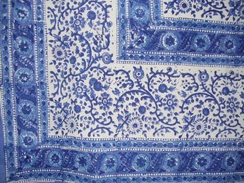 HOMESTEAD Rajasthan Block Print Cotton Tablecloth 90" x 60" Blue | Amazon (US)