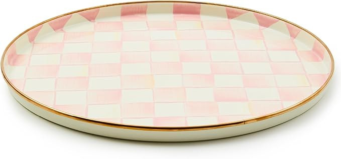 MACKENZIE-CHILDS Enamel Round Tray, Unique Serving Platter for Food and Drinks, Pink-and-White Ro... | Amazon (US)