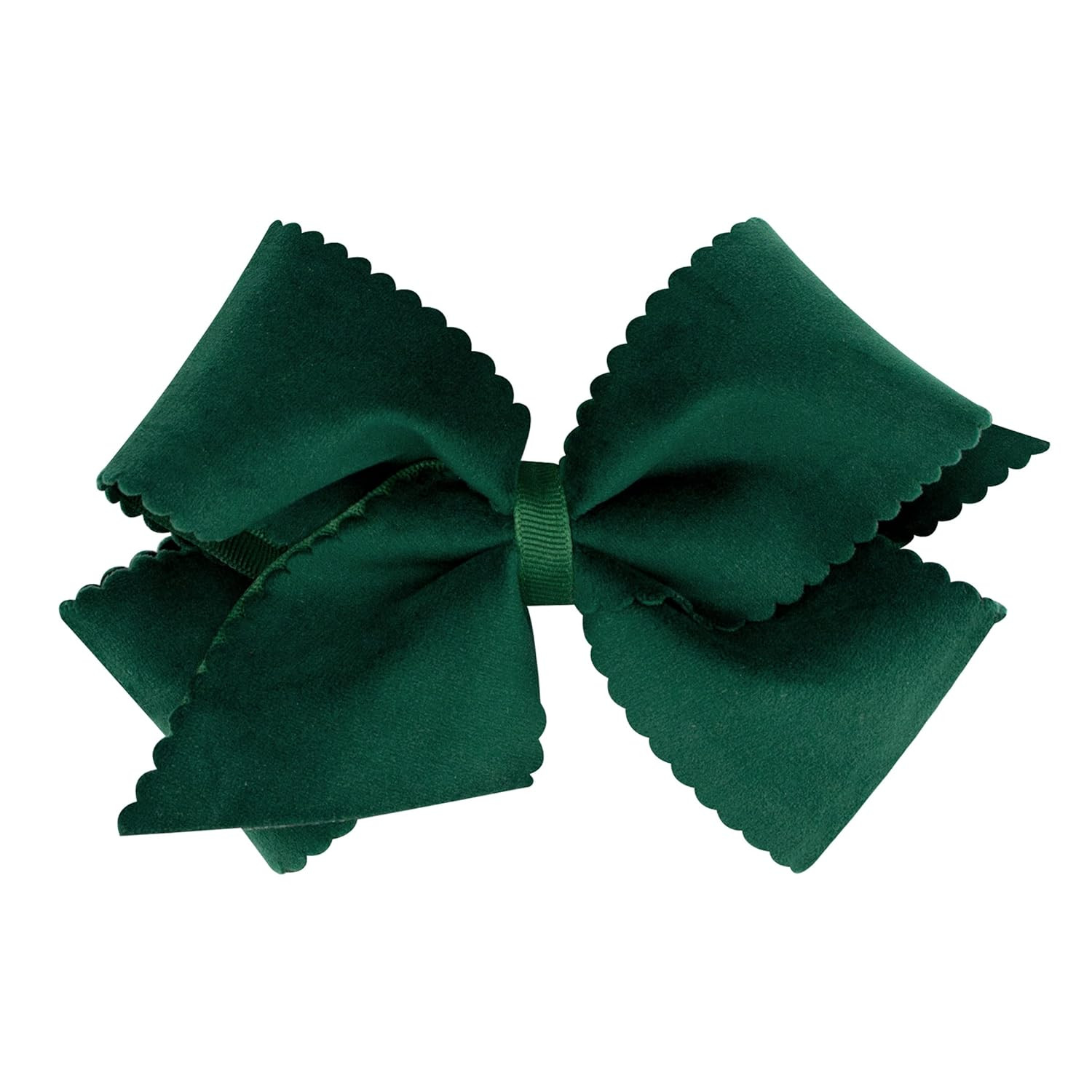 Wee Ones Girls' Grosgrain Hair Bow with Scalloped Edge Faux Velvet Overlay, Small King, Forest Gr... | Amazon (US)