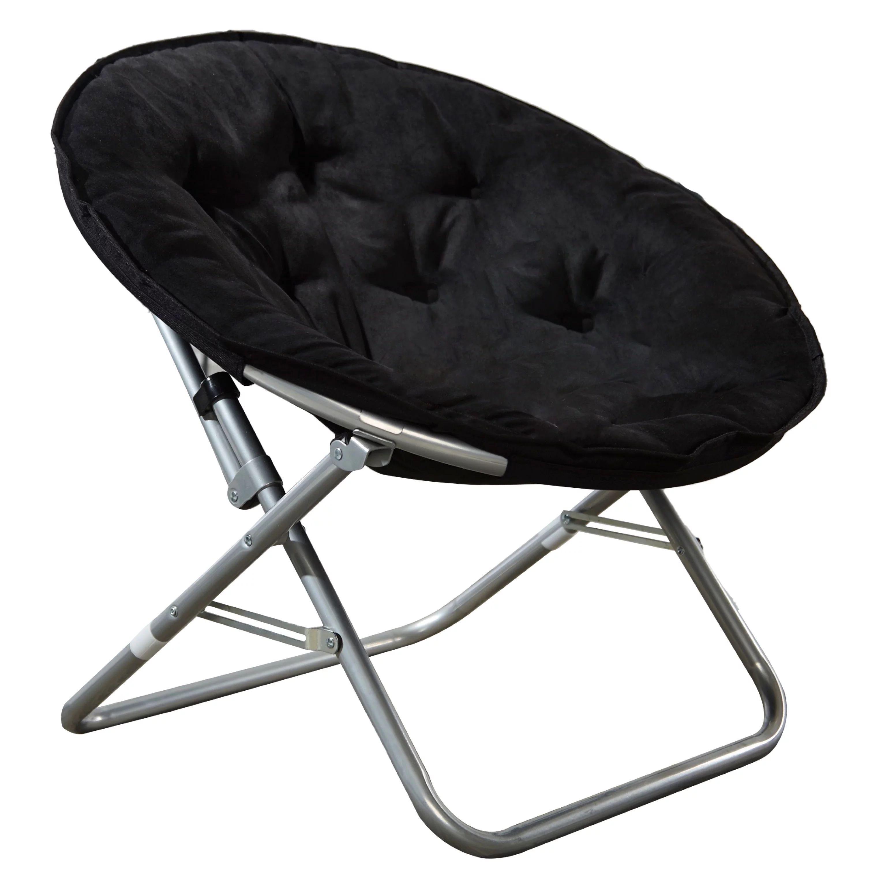 Mainstays Faux Fur Folding Saucer Chair, Black | Walmart (US)