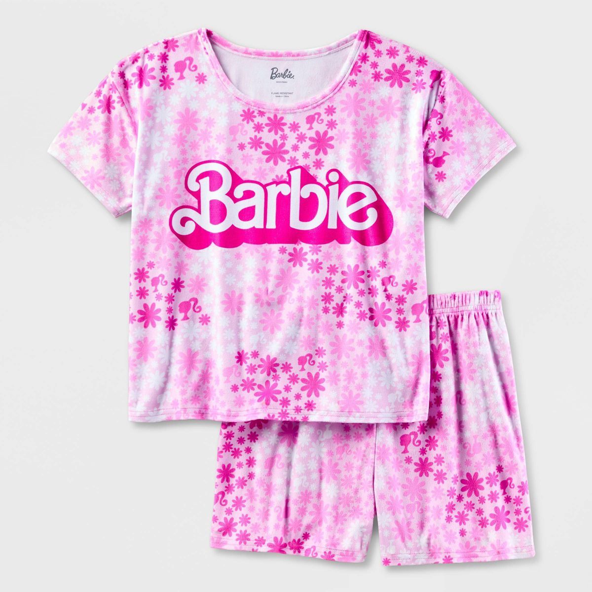 Girls' Barbie 2pc Short Sleeve Pajama Set - Pink | Target