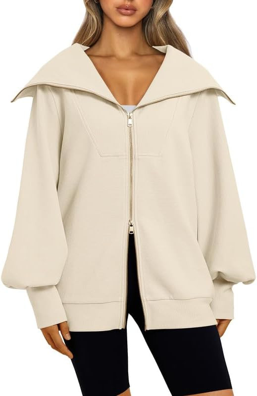 EFAN Womens Oversized Full Zip Up Sweatshirts Fall Jackets Outfits for Women Fashion 2023 Winter ... | Amazon (US)