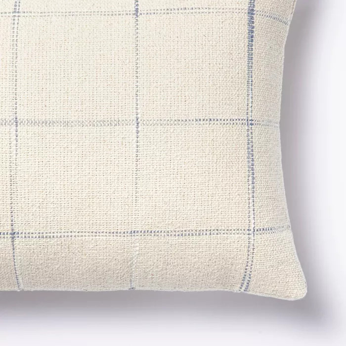 Oversized Windowpane Lumbar Throw Pillow Cream/Blue - Threshold™ designed with Studio McGee | Target