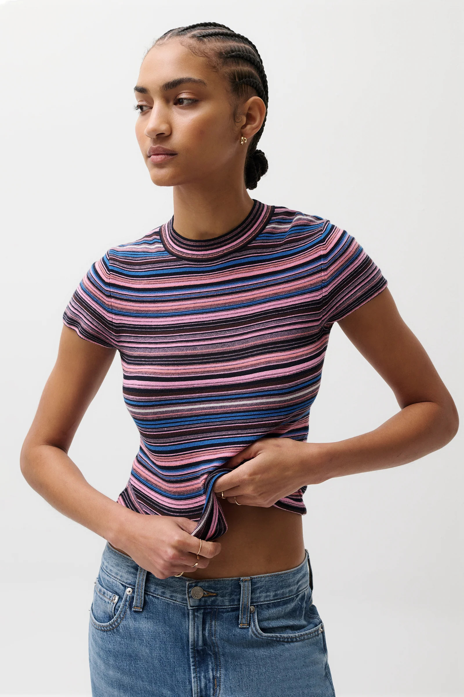 Selene Sweater Tee - Egyptian Blue Stripe | Pistola Denim