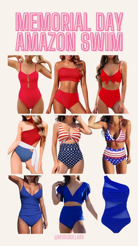 Memorial Day Swimsuits | Amazon Memorial Day | Amazon Swimsuits | Red White and Blue | Red Swimsuits | Blue Swimsuits | Bikinis | One Piece Swimsuit

#LTKfindsunder50 #LTKstyletip #LTKfindsunder100