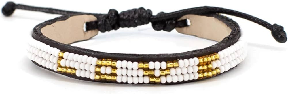 Ubuntu Life Skinny Love Beaded Leather Bracelet – Handmade Glass Bead Bracelet with Slide Closu... | Amazon (US)