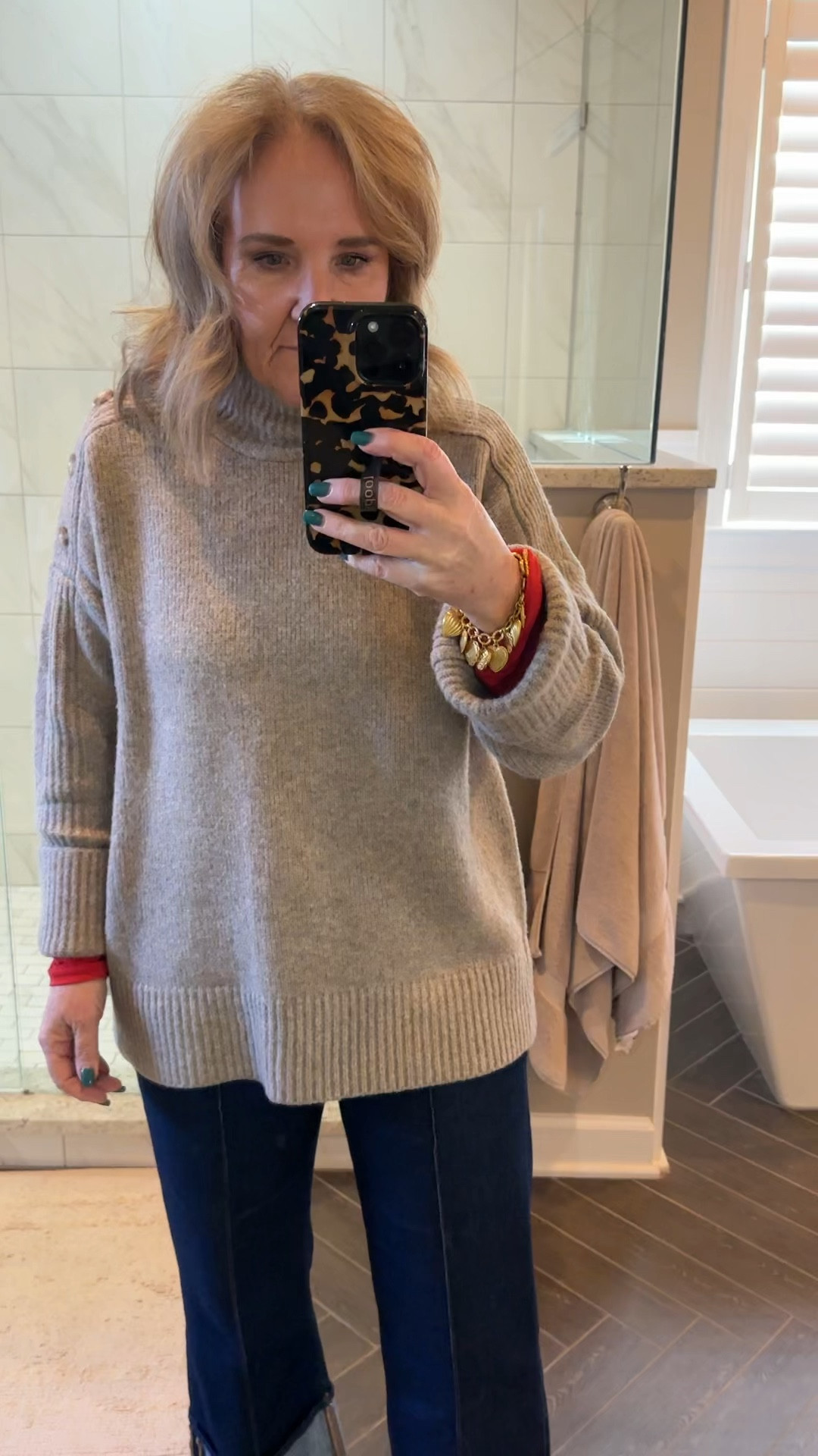 OOTD

Sweater is a size medium. It’s meant to be oversized. 
Jeans are 29 petite and I love the fit. The pin took the cuff is all on trend. Where now with boots and later with a sandal sneaker or a flat 50% off today only 

My Chelsie boots are waterproof and they are on sale as well, I do size up a half to accommodate a sock. 

New Valentine hearts collection by Julie voss is so pretty and special. Add it to your list to ask for from your Valentine. Trust me they’ll wanna know what they can get you. 

Cast denim loft, jeans, Abercrombie sweater, tan sweater, oversized sweater, neutral sweater, turtleneck sweater, gold, jewelry, hearts, jewelry Valentine’s winter outfit

#LTKWatchNow #LTKSaleAlert #LTKOver40