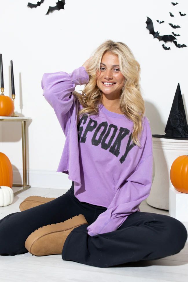 Spooky Block Hyfve Lavender Long Sleeve Crop Tee | Pink Lily