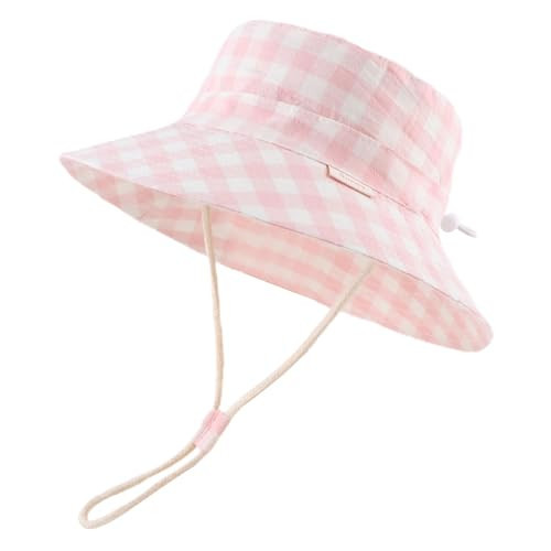 Bamery Baby Toddler Girls Bucket Hat Newborn Sun Hats for Boys Classic Infant Summer UV Protection Hats Kids Beach Cap (46cm, Pink Lattice) | Amazon (US)