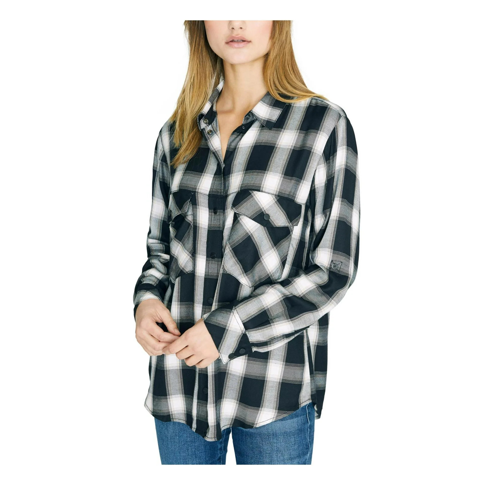 Sanctuary Womens New Generation Plaid Boyfriend Blouse | Walmart (US)