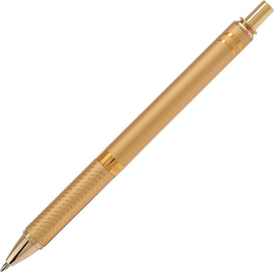Pentel EnerGel Alloy Retractable Liquid Gel Pen, Gold Barrel, Black Ink, in gift box with info ba... | Amazon (US)