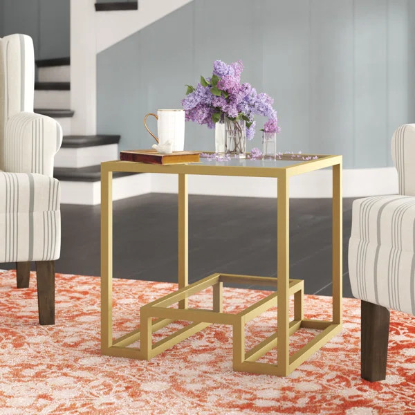 Shumake 22'' Tall Glass Frame End Table | Wayfair North America