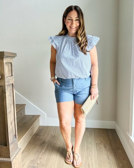 Casual Summer Look 

Fit tips: top tts, L // shorts wearing 14 need 16

summer look  summer outfit  blue shorts  striped blouse  summer fashion  midsize summer outfit  the recruiter mom

#LTKStyleTip #LTKSeasonal #LTKMidsize