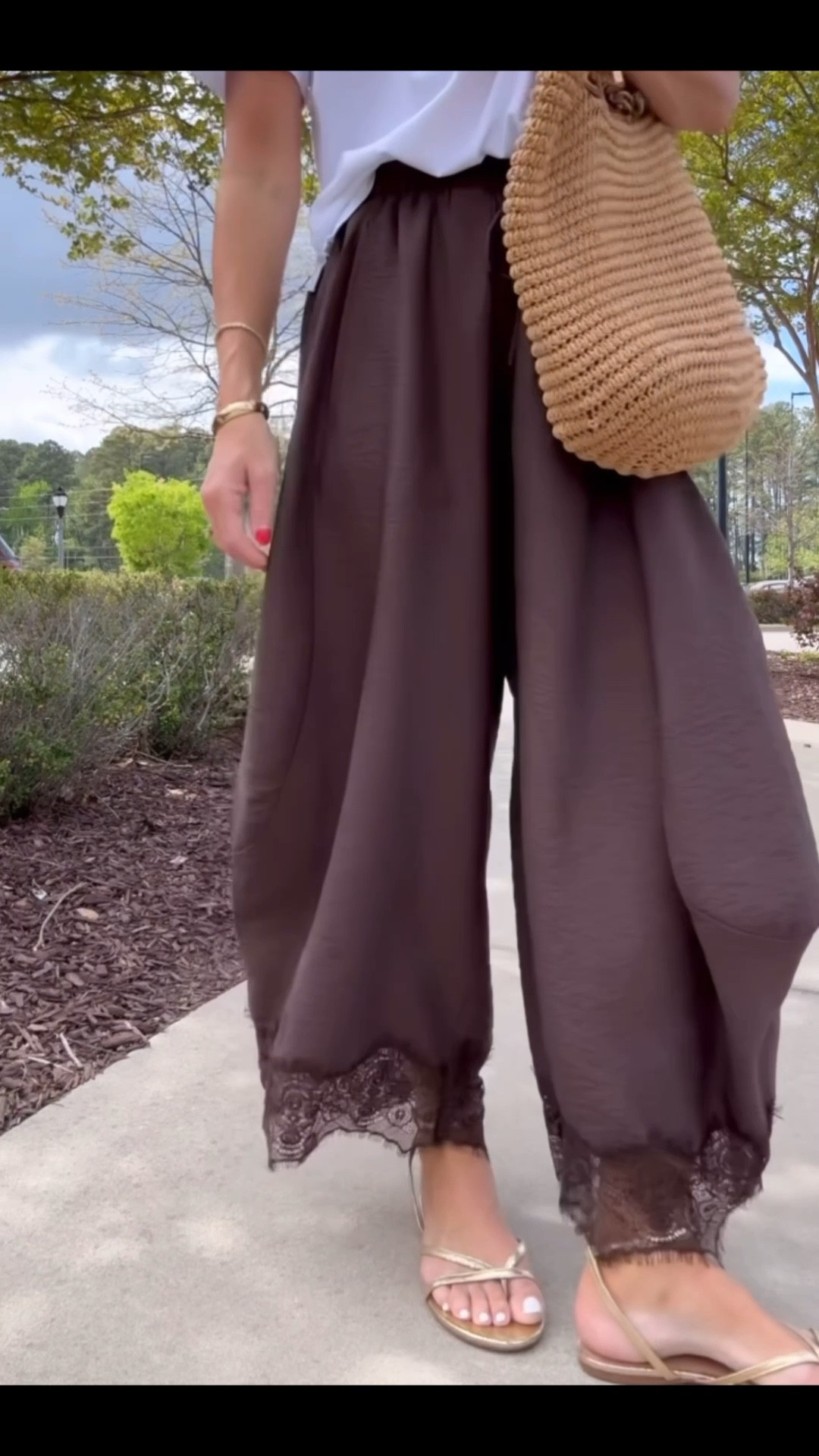 Cropped lace hem pants. Spring to Summer pants. 
Pants XS. Tee S. 
@Anthropologie #anthropartner

#LTKSeasonal #LTKOver40 #LTKootd