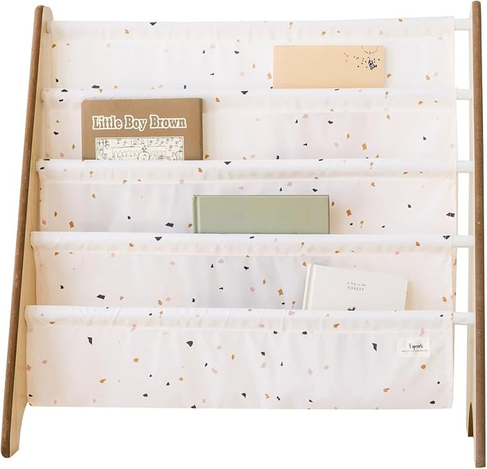 3 Sprouts Recycled Fabric Kids Bookshelf – 4-Tier Sling Book Rack Organizer - Nursery Room Play... | Amazon (US)