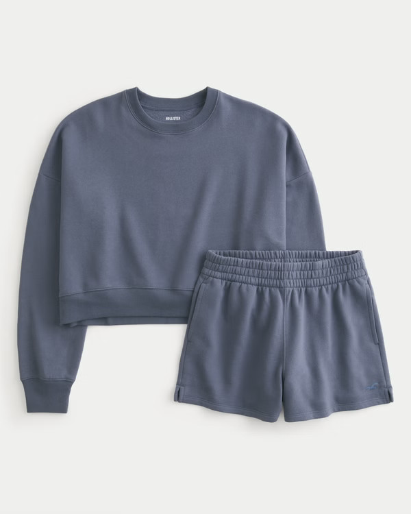 Women's Easy Crew Sweatshirt & Fleece Shorts Bundle | Women's Sweatshirts & Sweatpants | Holliste... | Hollister (US)