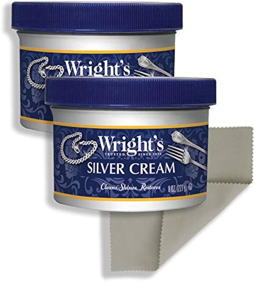 Wright's Silver Cleaner and Polish Cream - 8 Ounce 2 Pack with Polishing Cloth - Ammonia-Free - G... | Amazon (US)
