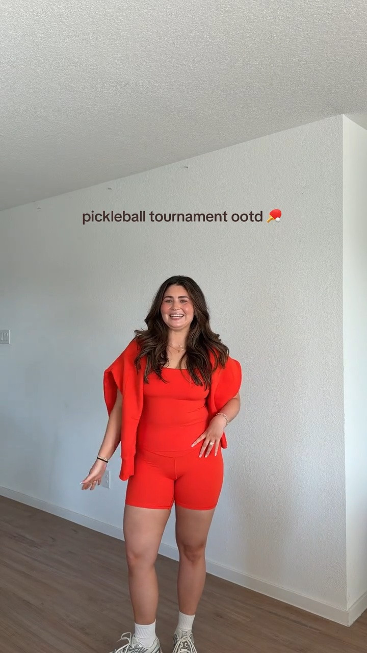 Newest workout matching set from serie! I always find that the fit of their athletic wear is so flattering yet compressive and comfortable. Wearing a large in both the top and shorts, and a medium in the sweatshirt since it runs oversized! 🧡 

Matching set, workout set, aerie, aerie new arrivals, aerie workout set, aerie athletic wear, Pilates outfit, gym outfit,  summer workout set, workout content creator

#LTKootd #LTKActive