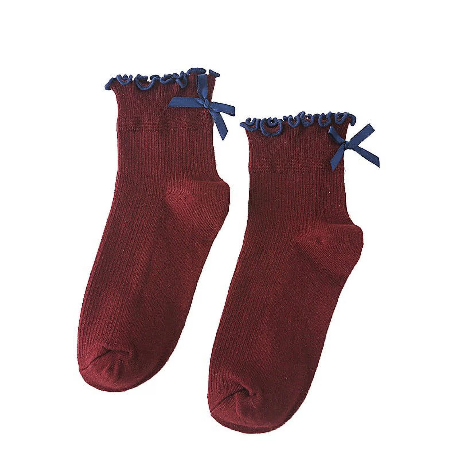 Kaiare Womens Socks Bow Ruffle Trim Ankle Socks Soft Sweet Elegant Cute Stylish Casual For Girls Short Socks - Walmart.com | Walmart (US)