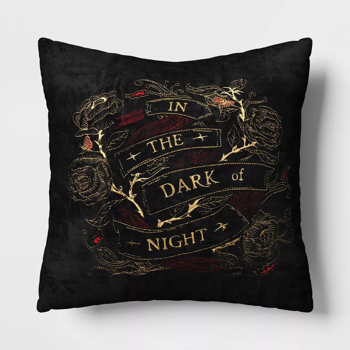 The Dark of The Night Embroidered Velvet Square Throw Pillow Cover - Black - Threshold™: Indoor... | Target