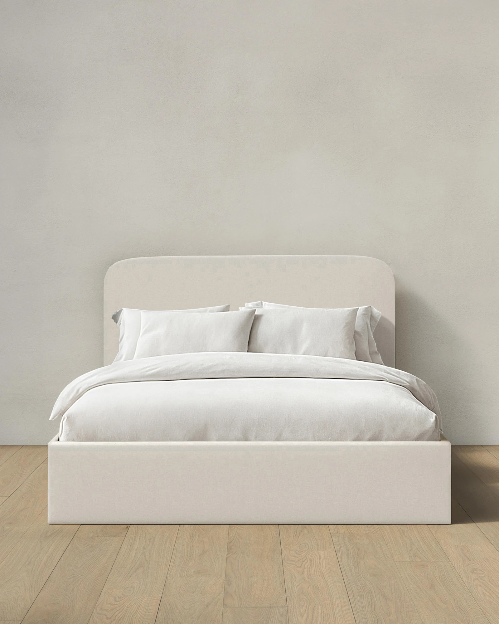 Quince | Performance Linen Curved Bed in Ivory, Size Full, Performance Linen Blend | Quince