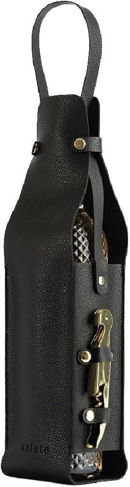 NEW Salute Wine Bottle Carrier with Corkscrew | Vegan Leather Tote Gift Bag Corporate Gift idea P... | Amazon (US)