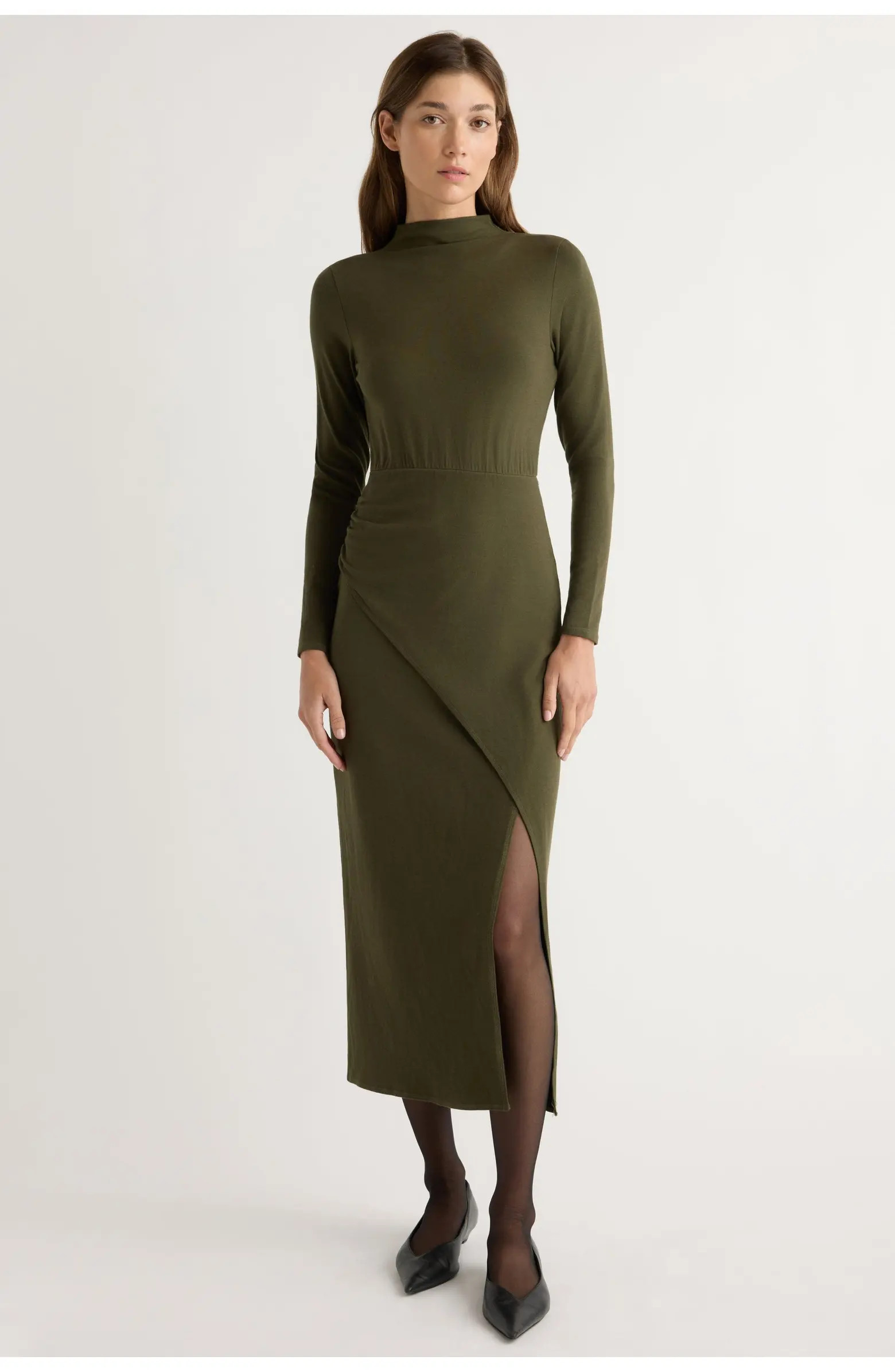 Suki Mock Neck Side Slit Dress | Nordstrom