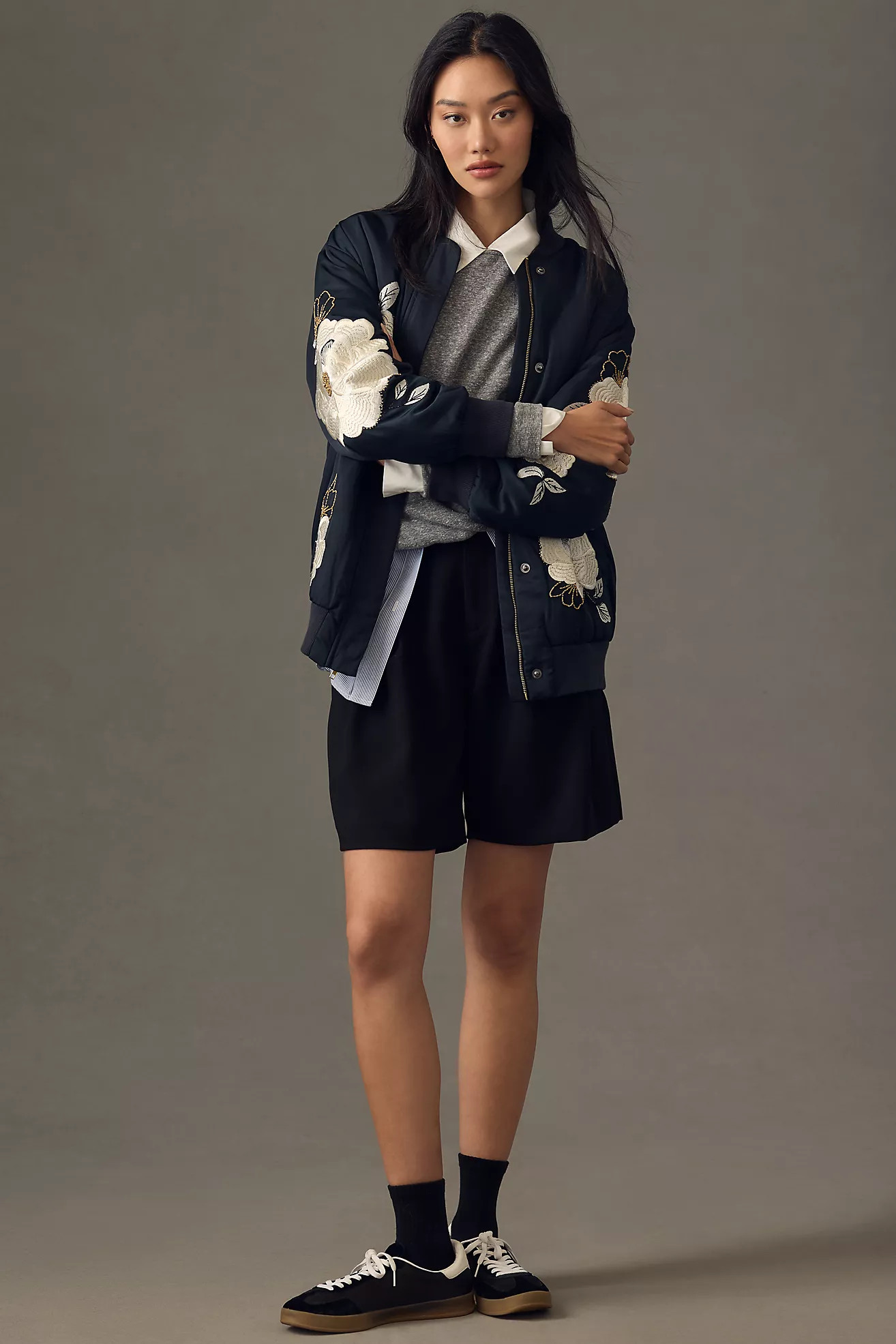 Maeve Embroidered Bomber Jacket | Anthropologie (US)