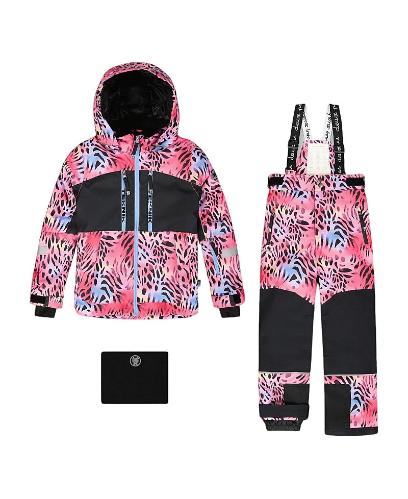 Deux par Deux Girls' Two-Piece Leopard and Zebra Teknik Snowsuit - Big Kid | Bloomingdale's (US)