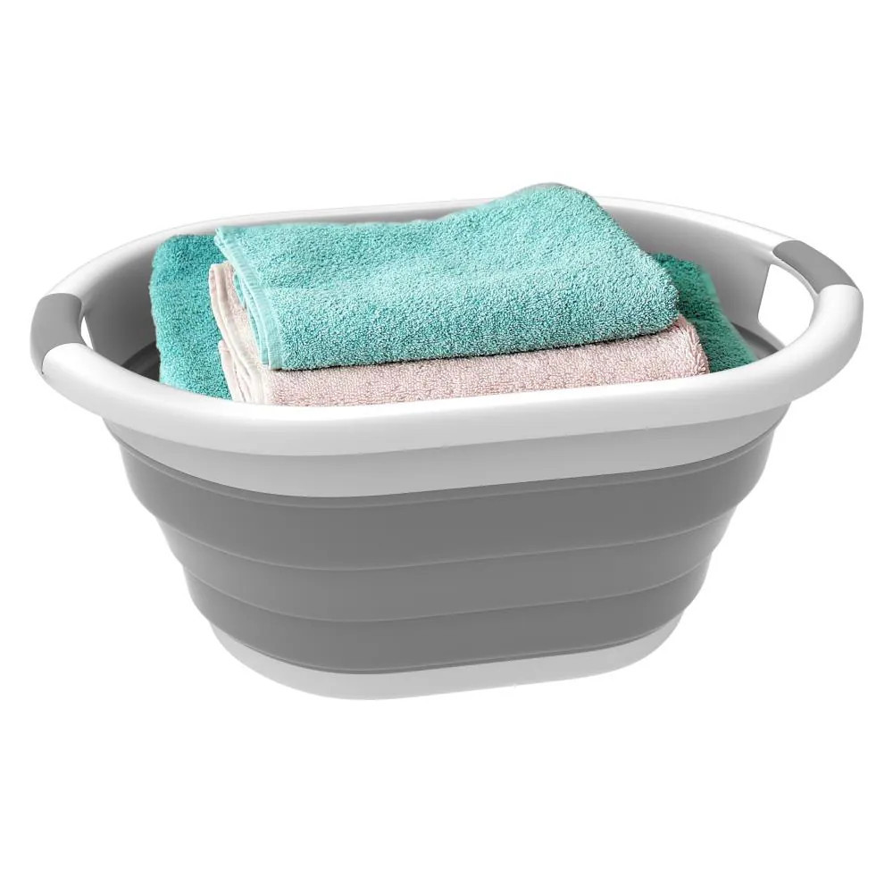 Hastings Home Collapsible Laundry Basket- Space Saving Pop Up Clothes, Multiuse Organizer/Storage Container with Comfort Grip Handles (Gray) | Lowe's