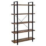 VASAGLE Industrial Bookshelf, 5-Tier Bookcase, Display Rack, Stable Ladder Shelf, Easy Assembly, Liv | Amazon (US)