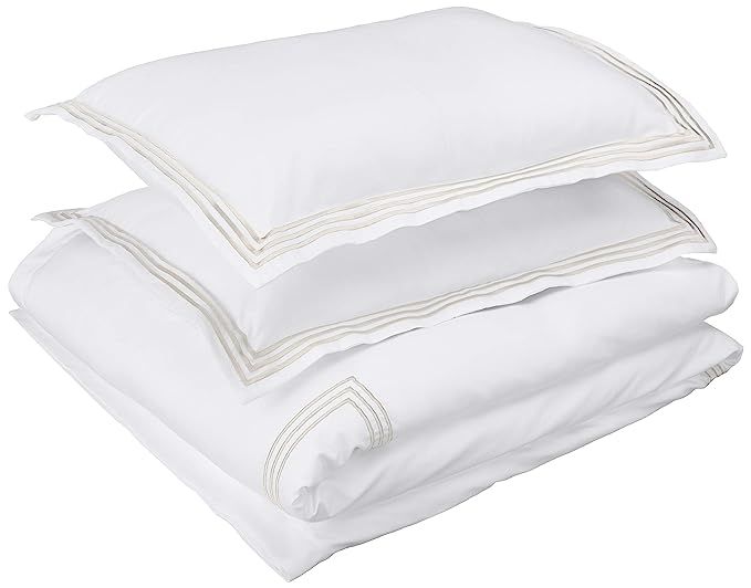 AmazonBasics Embroidered Hotel Stitch Duvet Cover Set - Premium, Soft, Easy-Wash Microfiber - Kin... | Amazon (US)