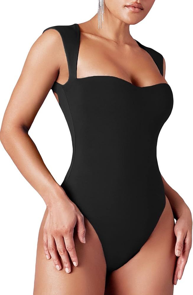 Verdusa Women's Solid Cut Out Backless Sleeveless Sweetheart Neck Leotard Tank Bodysuit Tops | Amazon (US)