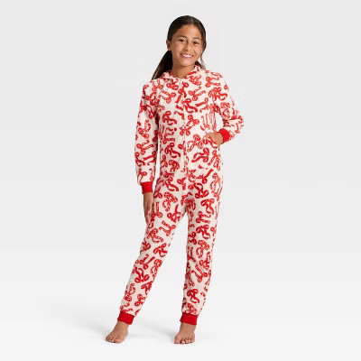 Girls' Holiday Bows Union Suit - Cat & Jack™ Red | Target
