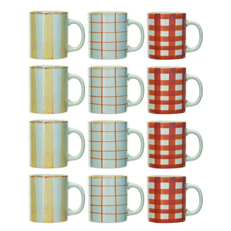 Round Hand-Painted Stoneware Mug With 3 Various Patterns | Wayfair North America