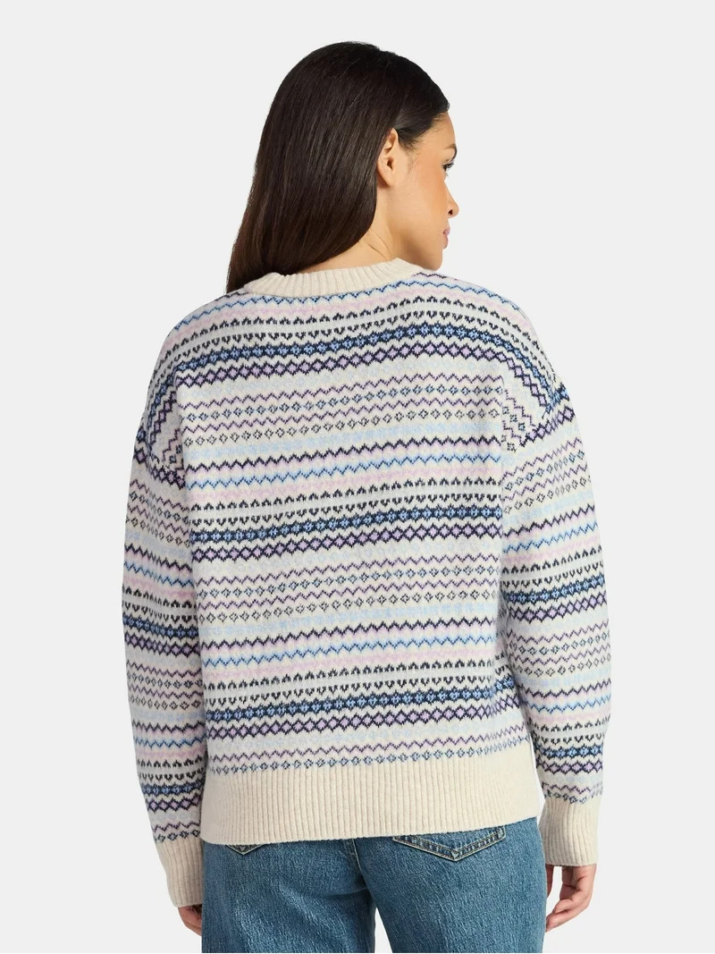 Time and Tru Women's Fair Isle Pullover Sweater, Midweight, Sizes XS-XXXL | Walmart (US)