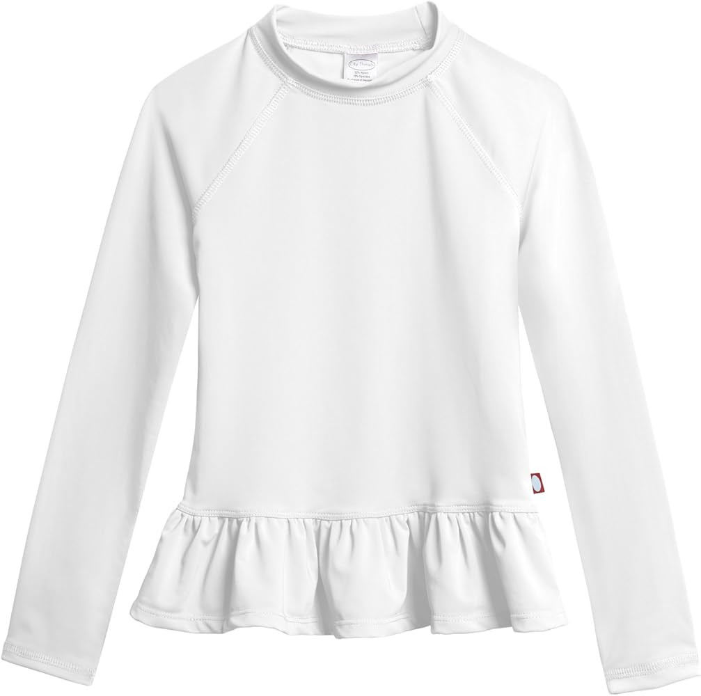 Made in USA Girls Rash Guard Peplum Long Sleeve Sun Shirt Rashguard SPF50+ | Amazon (US)