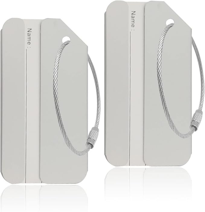 Aluminum Luggage Tags, Luggage Tag Holders for Travel Luggage Baggage Identifier by Ovener (2Pack... | Amazon (US)