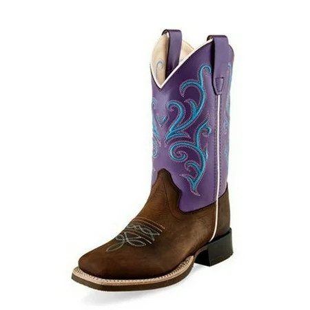 Old West Cowboy Boots Girls Leather Cushioned Purple Brown BSC1907 | Walmart (US)