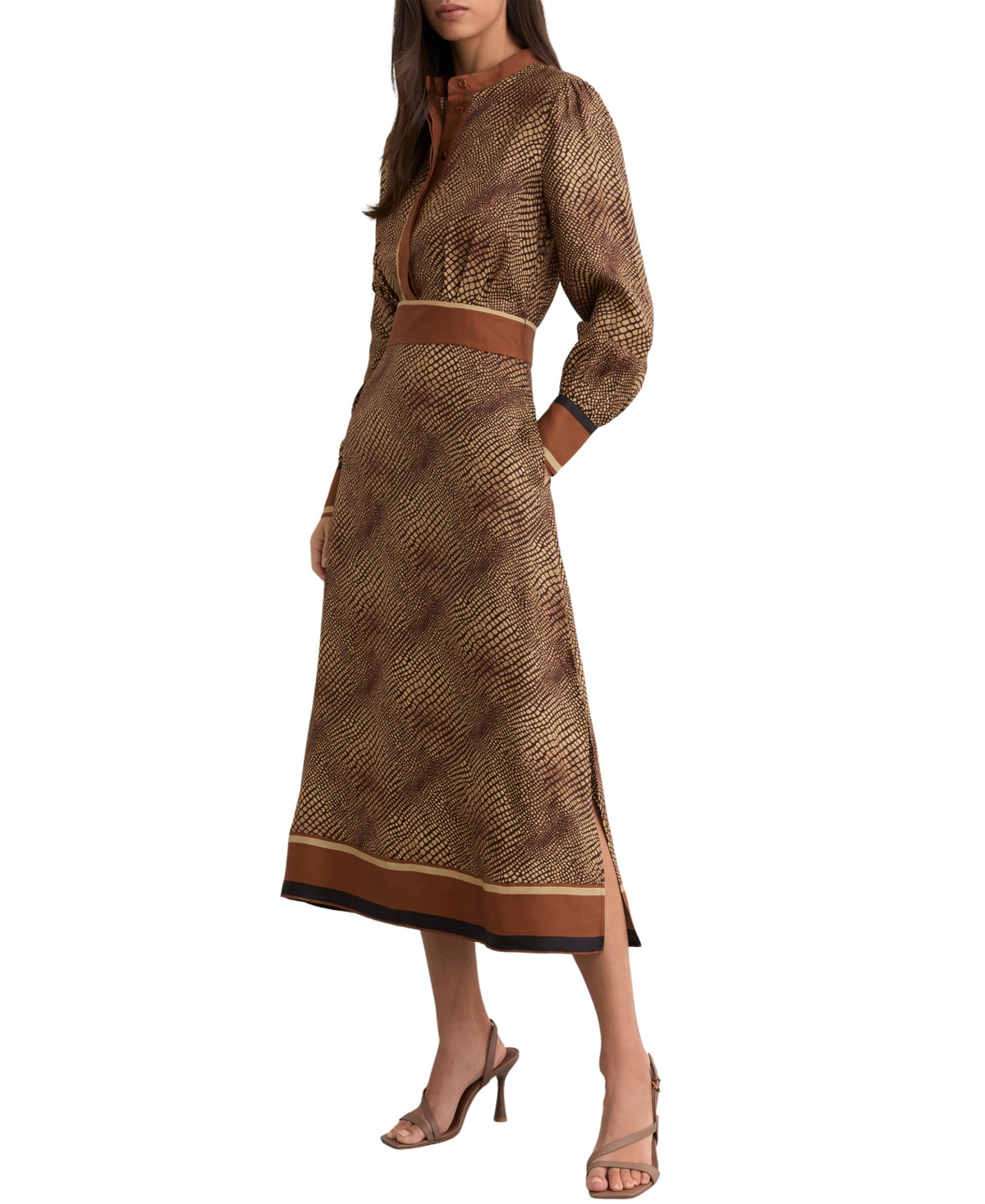 Reiss Women's Leia Animal-Print Midi Shirt Dress - Neutral | Macy's