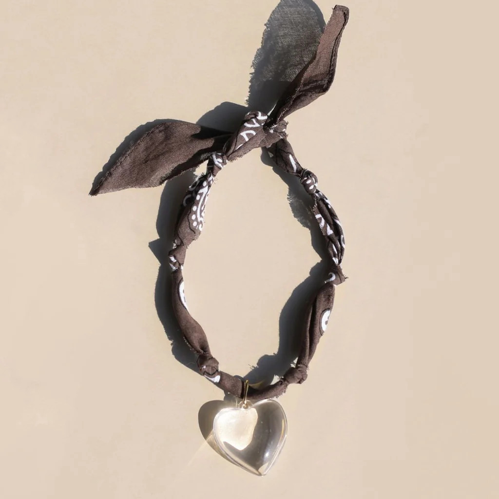 Brown Bandana Necklace | Nickel and Suede