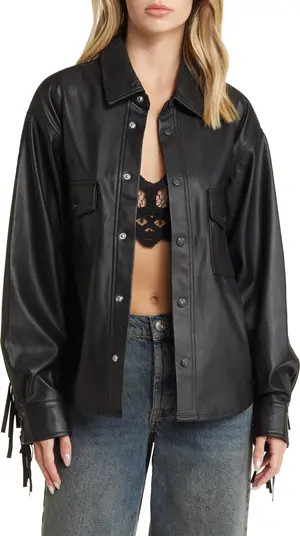 House of Sunny Fringe Faux Leather Shirt | Nordstrom | Nordstrom